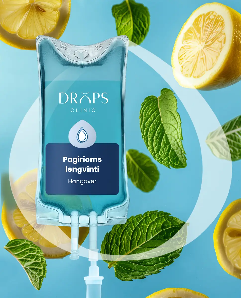 Limitless vitamin drip surrounded by fruit